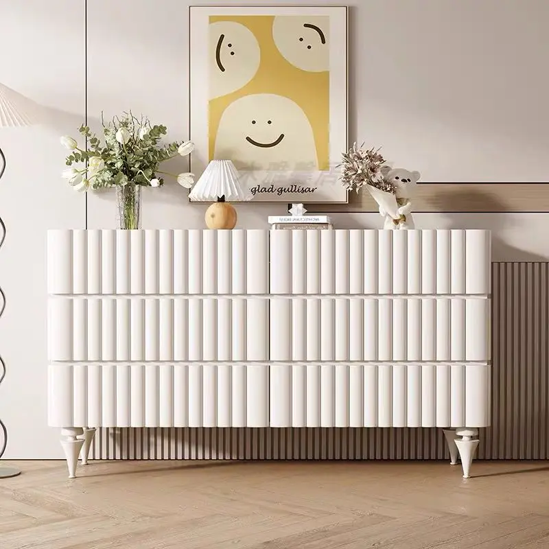 

solid wood six-chest cabinet cream wind storage cabinet modern living room integrated entrance foyer drawer locker