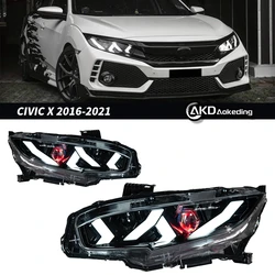 Auto Parts For Honda CIVIC X MKX Headlights 2016-2021 Styling LED Daytime Lights Dual Projector DRL Car Accesorios Modified