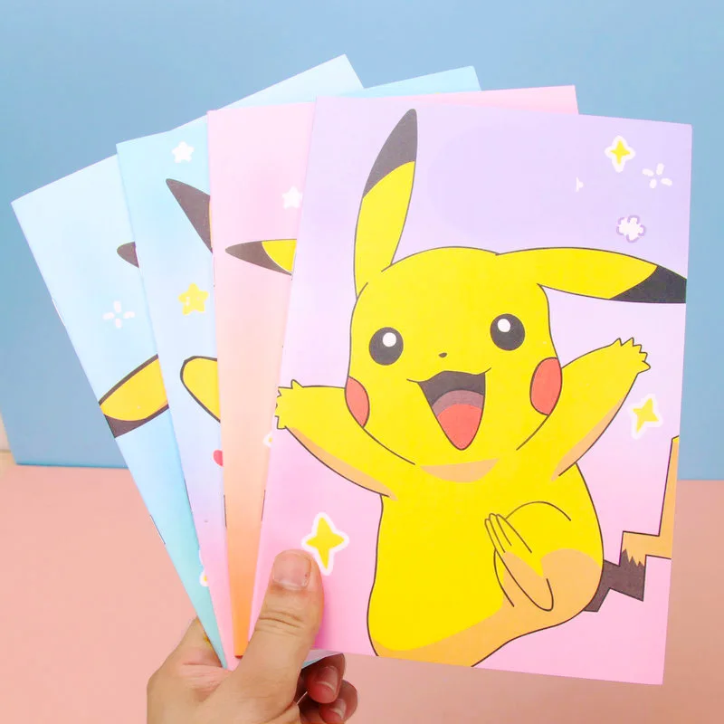 Anime Pokemon Figures Notebook Cartoon School Notepad Book Kids Boys Girls Pikachu Dolls Diary Booklet Student School Stationery