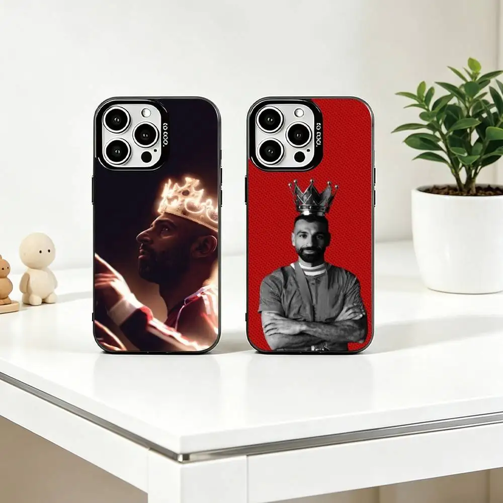 

F-Football star M-Mohamed Salah Phone Case For iPhone 17,16,15,14,13,12,11 Plus,Pro Max,XS,Colored Silver Plated Inside Cover