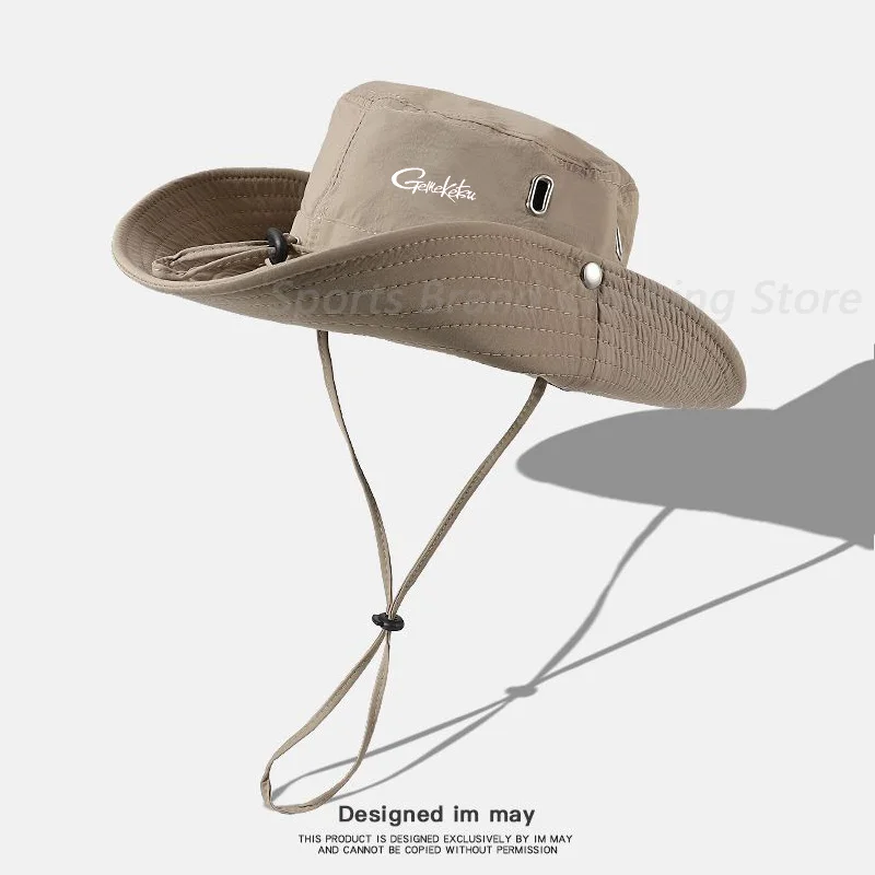 Fashionable Drawstring Mountaineering Hat Outdoor Hiking Sun Hat Camping Sun Hat Western Cowboy Hat 2024 Breathable Fishing Hat