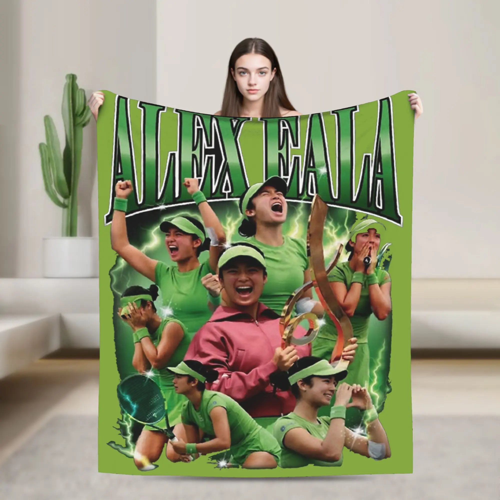 Alex Eala Fleece Blankets Tennis Player Vintage Throw Blankets for Bed Sofa Couch 150*125cm Bedspread