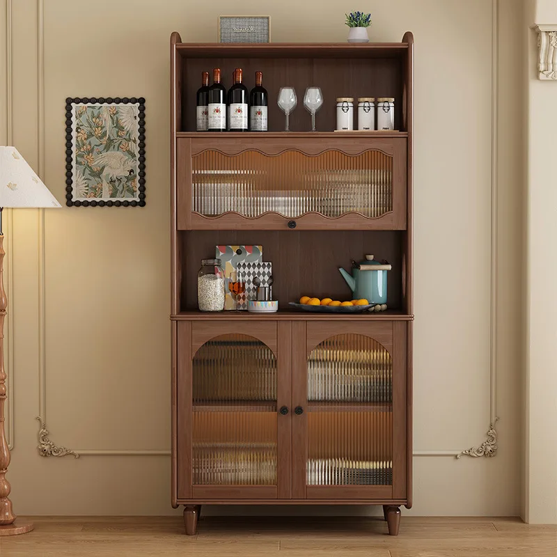 Medieval solid wood dining against the wall High cabinet Wine cabinet Cab inet French retro home restaurant Tea c abinet Locker