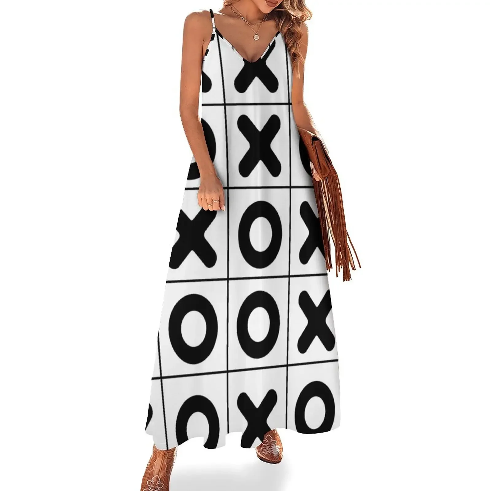 

Black and White Tic Tac Toe Design Sleeveless Dress summer dress woman 2025 birthday dress for women luxury 2025