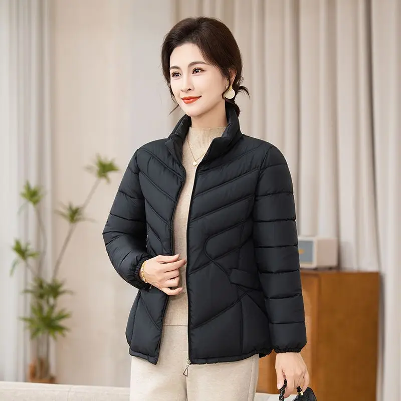 

New Winter Padded Jacket Padded Jacket Stand-up Collar Middle-aged and Elderly Mother Short Padded Jacket Women's Foreign Style