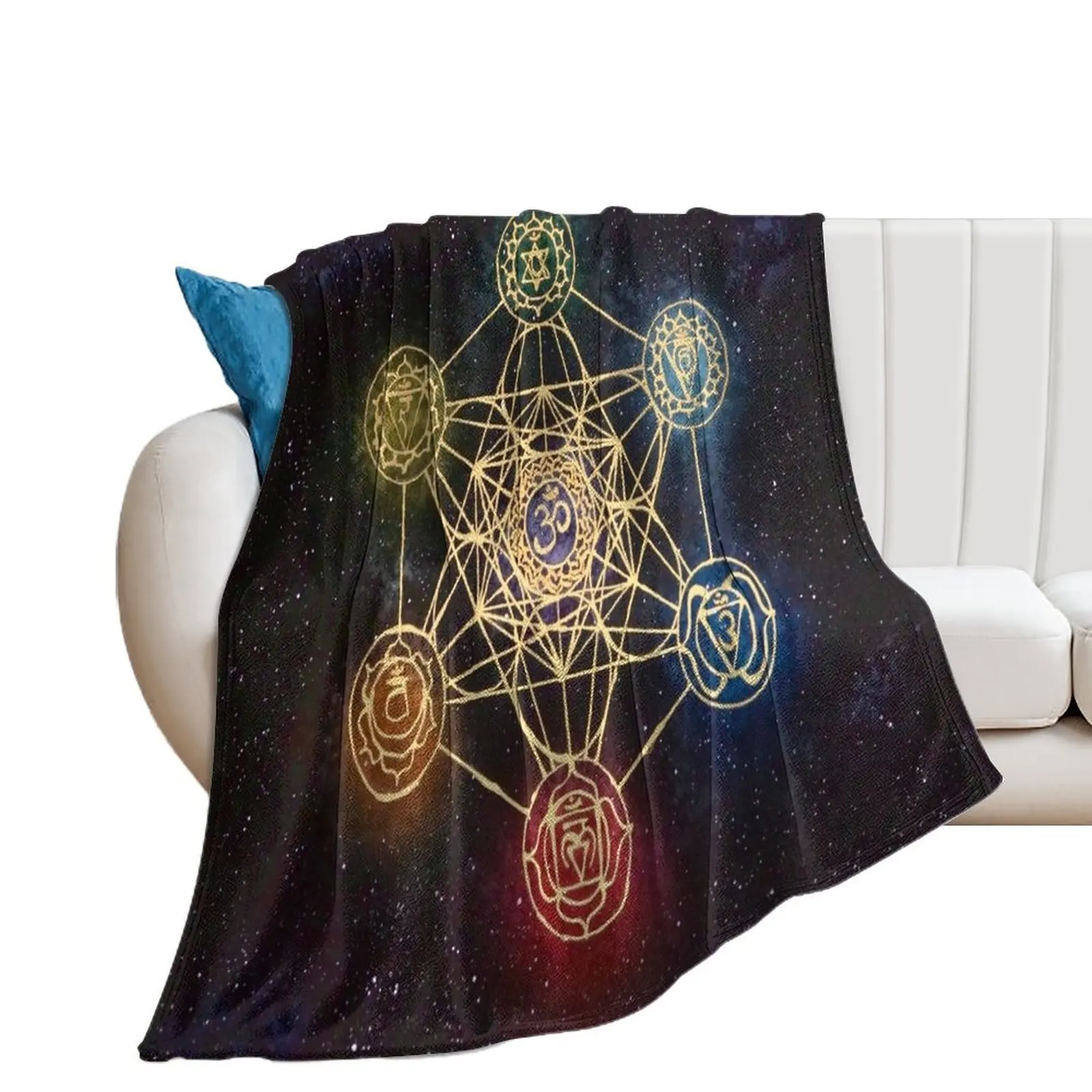 

Sacred Geometry - Metatron's Cube with Chakras Throw Blanket Sofa Throw blankets and throws Blankets