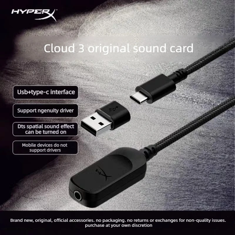 Original Hyperx Headphones Cloud 3 sound card DTS Sound effect Type C USB Computer 7.1FPS Listening Identification and Tuning