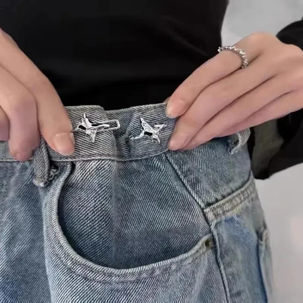 Y2K Star Women's Jeans Waist Fix Buckle Retractable Button for Loose Pants Adjustable Pin Fashion Accessory