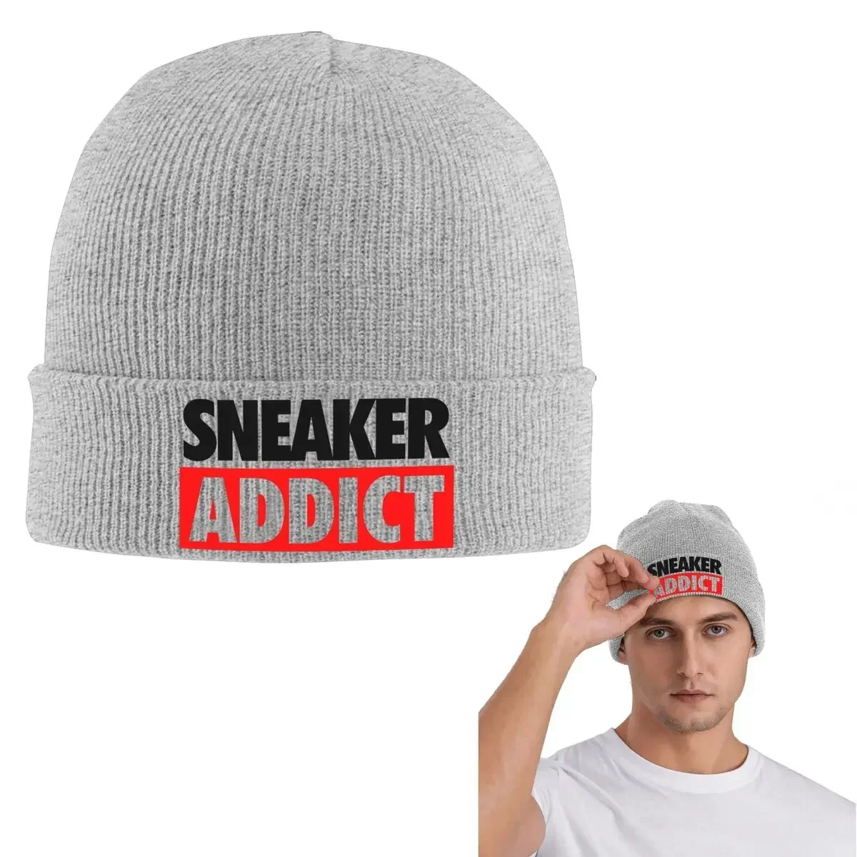 Sneaker Addict Box Bred Warm Knitted Cap Hip Hop Bonnet Hat Autumn Winter Outdoor Beanies Hats For Men Women Adult