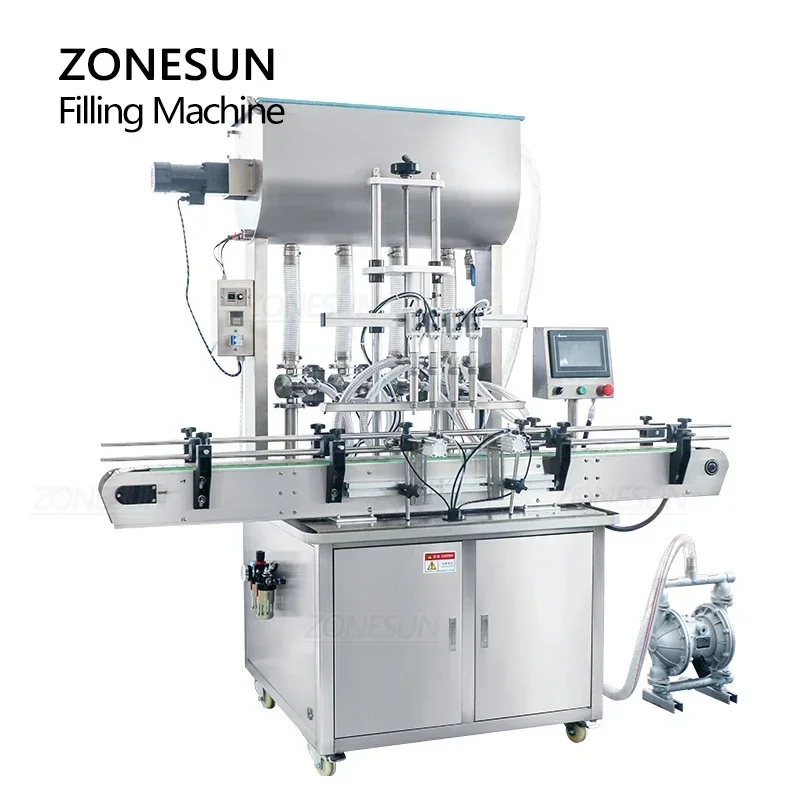 ZONESUN ZS-YT4T-4PM Máquina automática de enchimento de aquecimento para mistura de líquidos de pasta de pimenta e curry