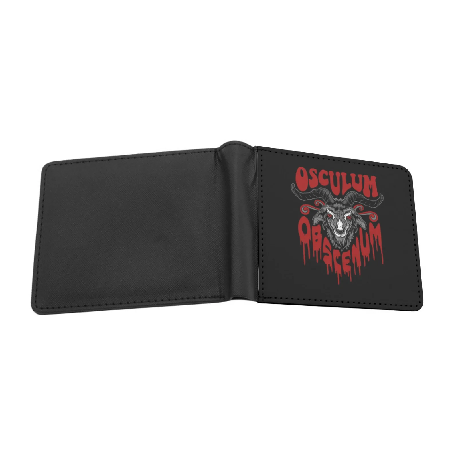 Osculum Obcenum Personalized Men's Leather Wallet Credit Card Pouch Purse Ghost Band Ghost Bc Music Goat Satan Devil Kiss The