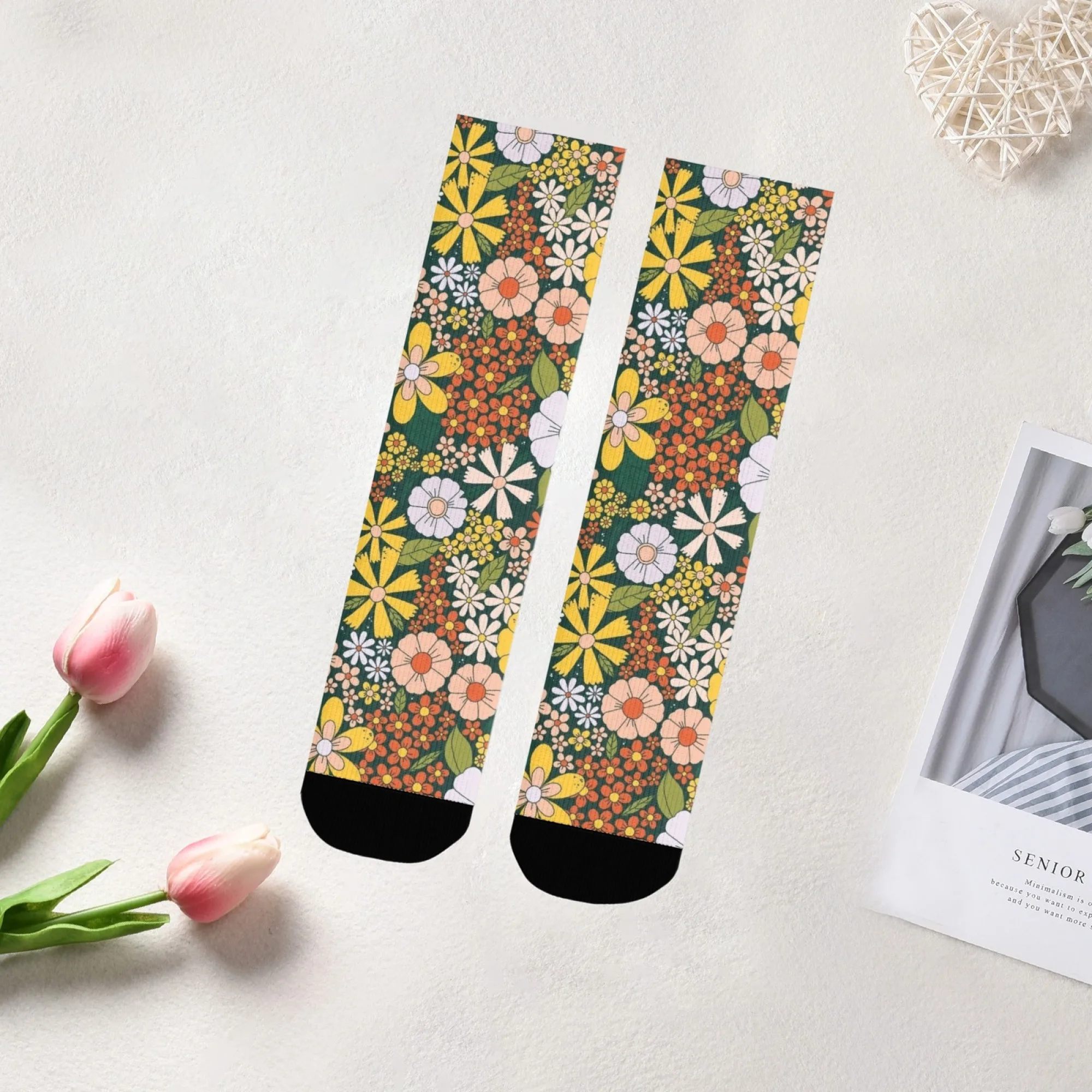 1 Paar trendige Bohemia Unisex-Crew-Socken im Harajuku- und Vintage-Stil, Neuheitsmuster, Graffiti-Design, verrückte, lustige Socken für Geschenke