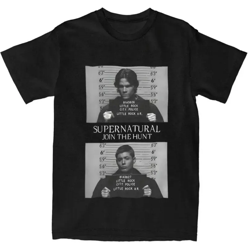 Retro Street Men's Supernatural TV Drama Retro Photo Pattern T-shirt Men's T-shirt Summer New Style Unisex Casual T-shirt