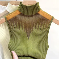 Green Tank Top Women Corset Vest Female Sleeveless Sweater Chic Cut Out Solid Skinny Summer Clothes 2024 Knitted Sexy Top