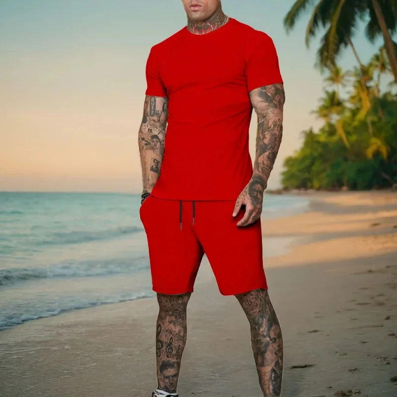 

Men's Suit Running Summer Gym Workout Underwear Tights T-Shirt Short Sleeves Male Quick Dry Compression Shorts Sports Set