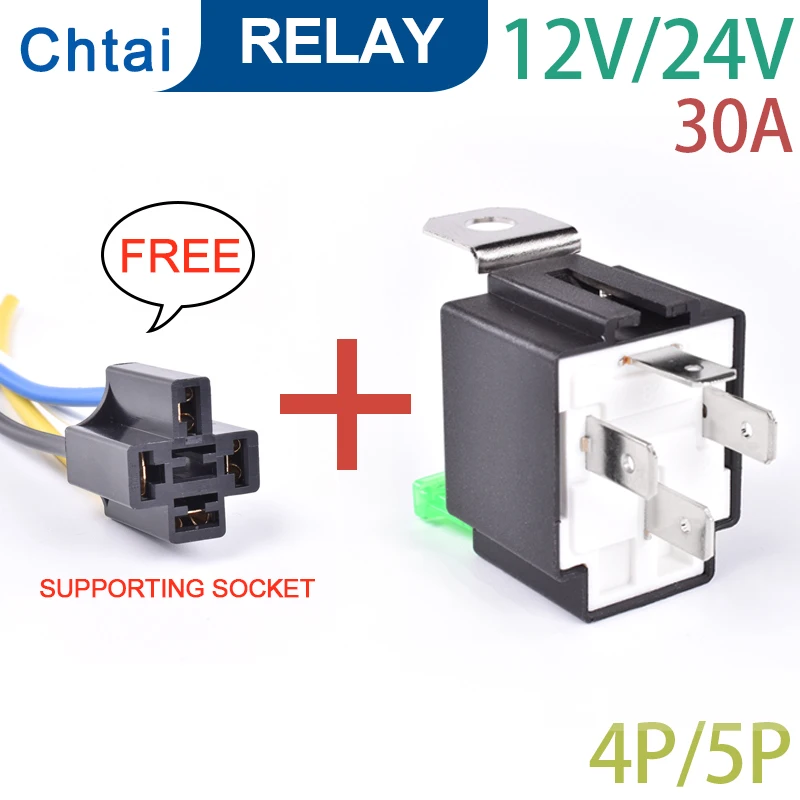 with wire 12V 24V DC14V 4Pin 5PIN Car Automotive contacts Fuse Relay 30A Normally Open AND colse Relais changeover Backrest