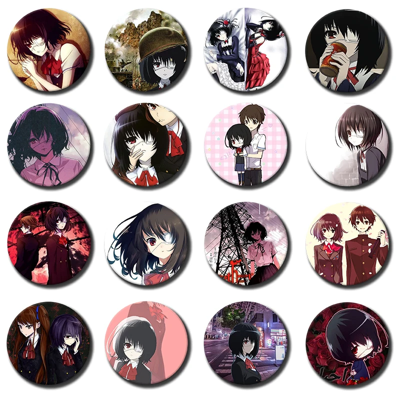 Japanese Anime Another Soft Round Brooch Manga Character Mei Misaki Kouichi Badges Clothes Scarves Enamel Pins Decorations Gifts