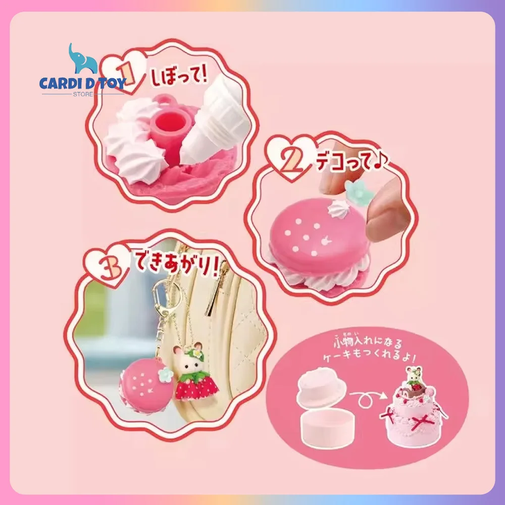 Nuevos muebles originales de los familias Sylvanian, juguetes de Chocolate, conejo, pastel de fresa, dulces, conjunto conmemorativo de aniversario, juego de simulación