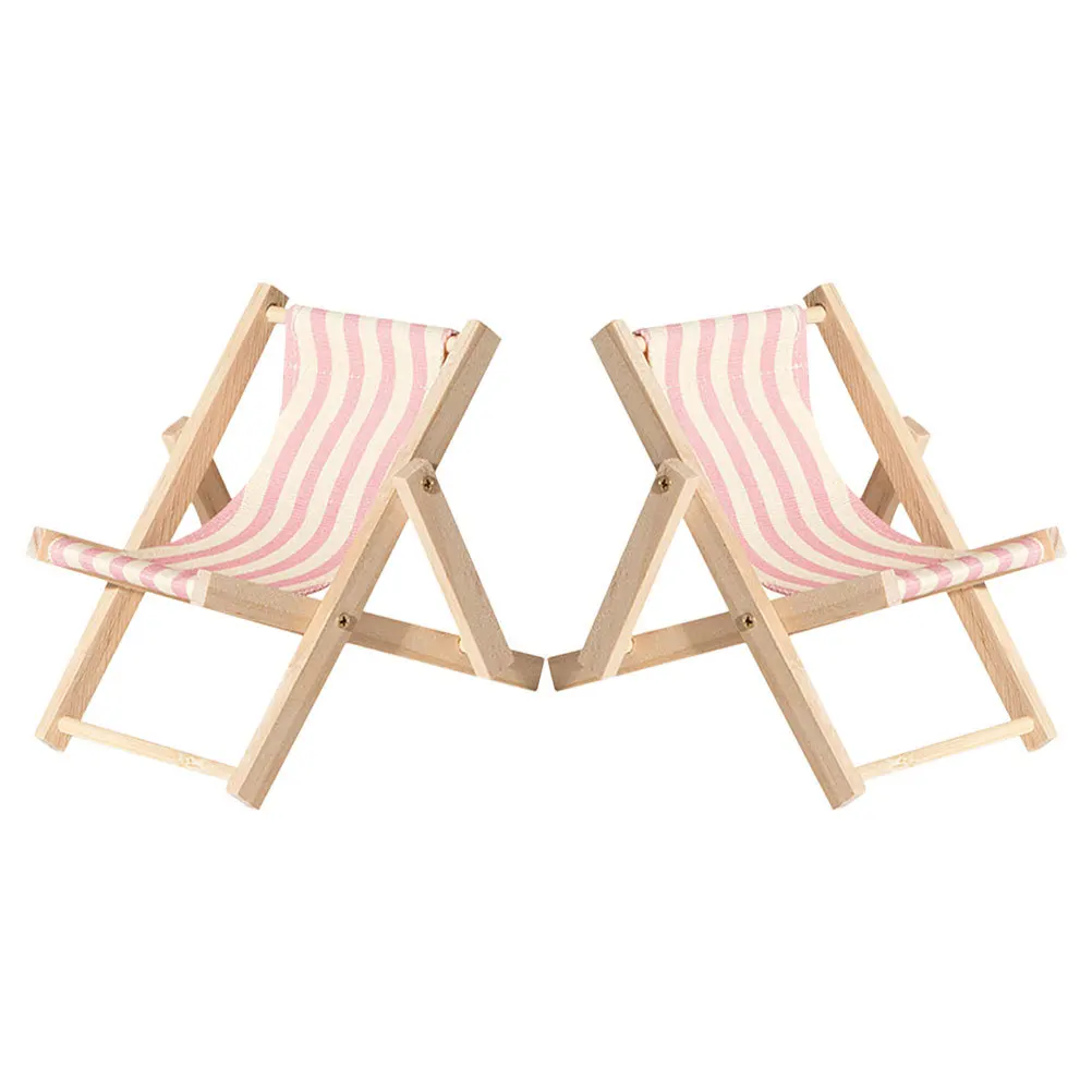 

2Pcs Beach Chair Phone Stand Foldable Wooden Miniature Cell Phone Holder Desktop Office Decoration Portable Adjustable