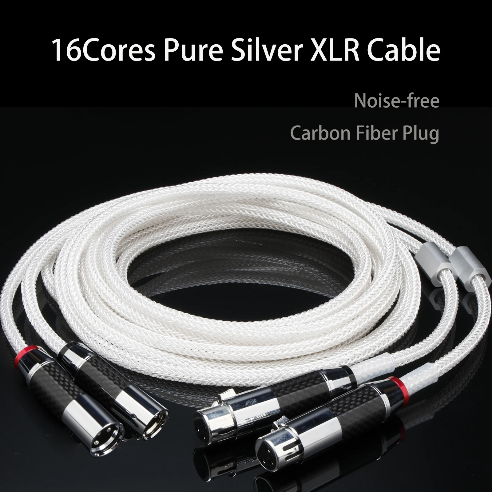 Pair 16 Cores Pure Sterling Silver XLR Cables Pure Silver RCA Audio Cable Female to Male Audio Cable for Amplifier Microphone