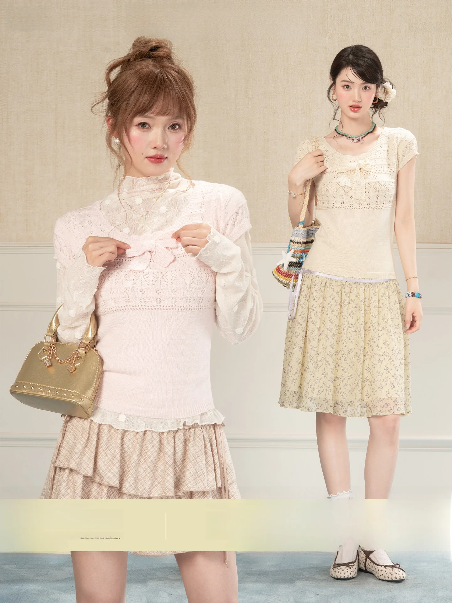 

Sweet And Spicy Knot Hollow Short Sleeve Knitted Top Women's Summer Pink Cute Sister Layering Anti-Aging Shirt