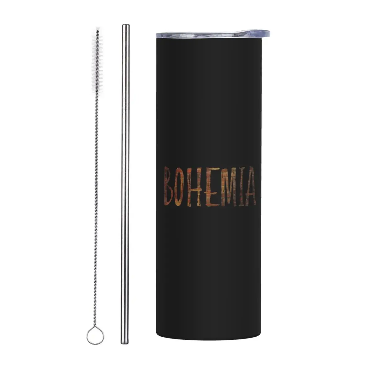 Bohemia Stainless Steel Tumbler Vacuum Insulated Mug Thermal Cold Bottle Straw With Lid 20oz