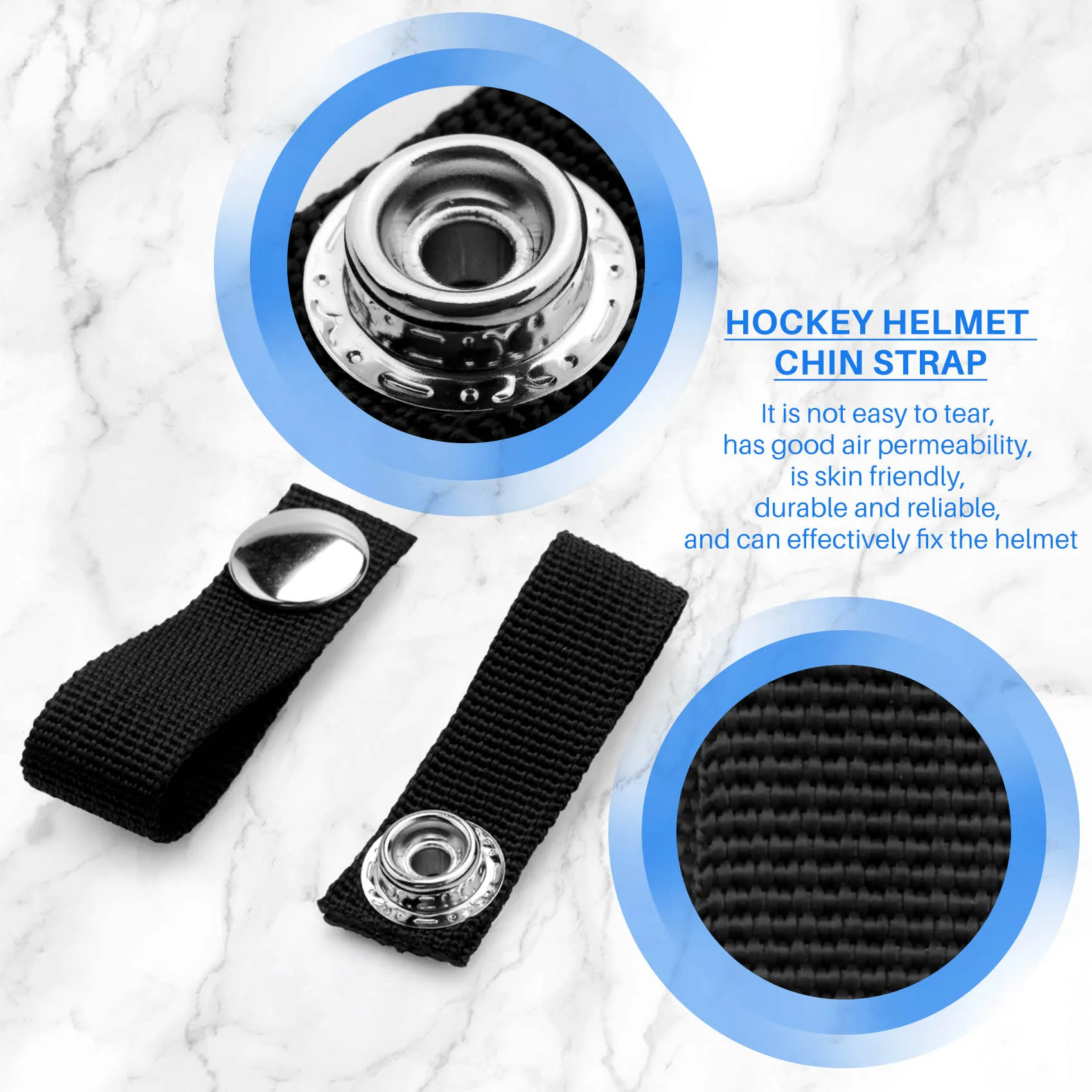 A51M-Hockey Helmet Chin Strap Detachable Helmet Loops Hockey Chin Strap Helmet Strap With Single Snap Hockey Helmet Accessory