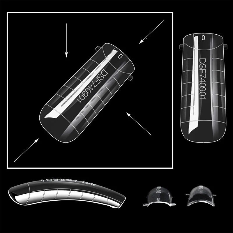 60pcs Forms For Nail Extension Dual Nail Extending Mold Quick Building Full Cover Nail Tips Sculpted Dual Forms Fake Nail Mold