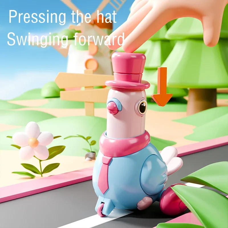 Children\'s Fun Relaxation Swinging Pigeon Toy Car Press Forward Inertia Power Back Car Baby Cartoon Puzzle Education Toy