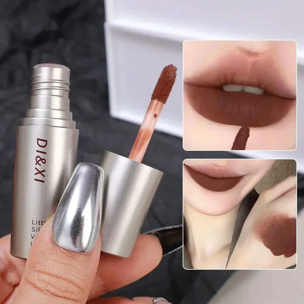 

Non-Stick Cups Dark Brown Matte Lip Gloss Waterproof Portable Brown Lip Mud Lipsticks Lasting Nude Brown Lips