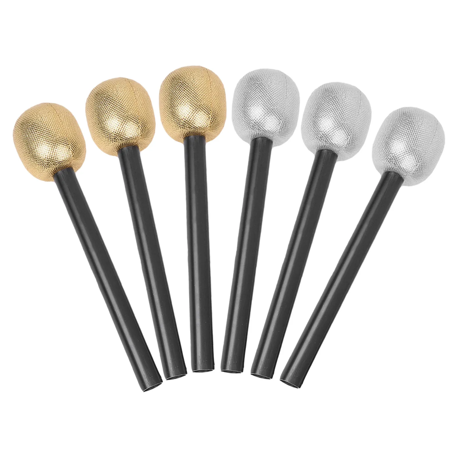 

6Pcs Simulation Microphone Props Silver Golden Halloween Cosplay Party Supplies Stage Performance Gift Simulation Microphone