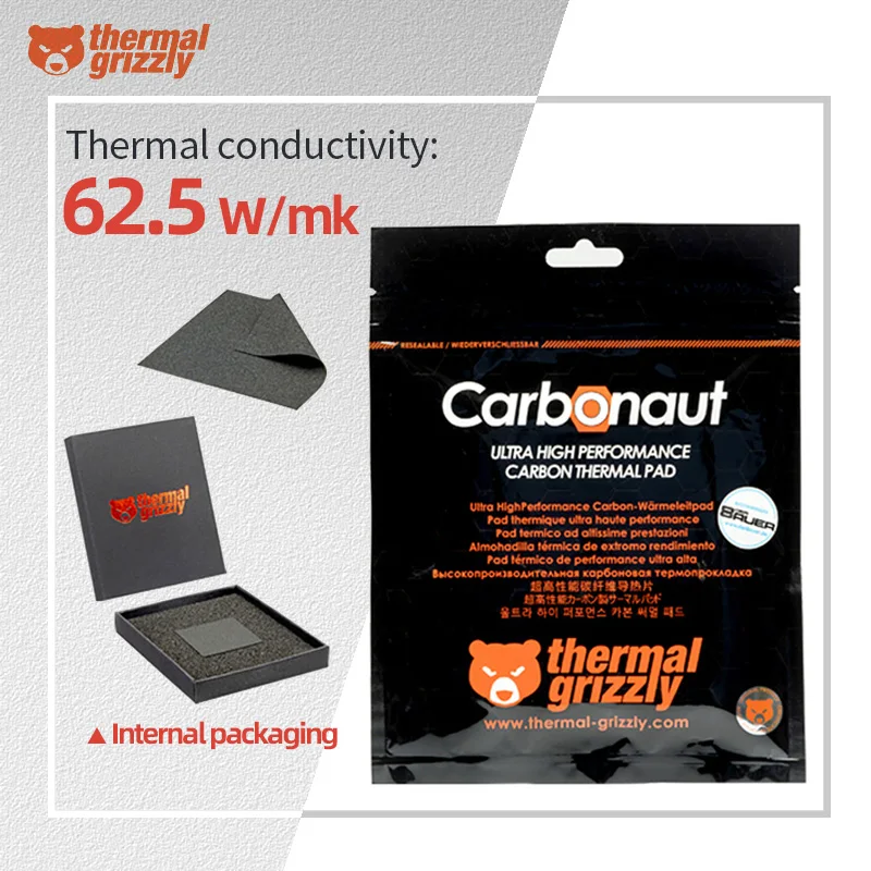 Thermal Grizzly Carbonaut 0.2mm 62.5W/mk Thermal Pad Non-Adhesive Flexible Reusable CPU/GPU/PS4 Motherboard Thermal Silicone Pad