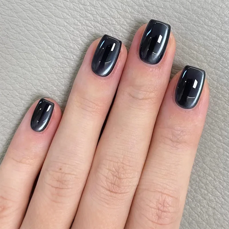 

24pcs/set Black Square Press on Nails Short Pure Fake Nails Simple False Nail Artificial Tips Накладные Ногти Uñas Postizas 네일팁