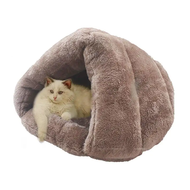 Winter Plush Dog Bed Fluffy Triangular Cat Tent Cave Bed Semi-Open Winter Pet Supplies Creative Non-Slip Bottom For Pets Travel