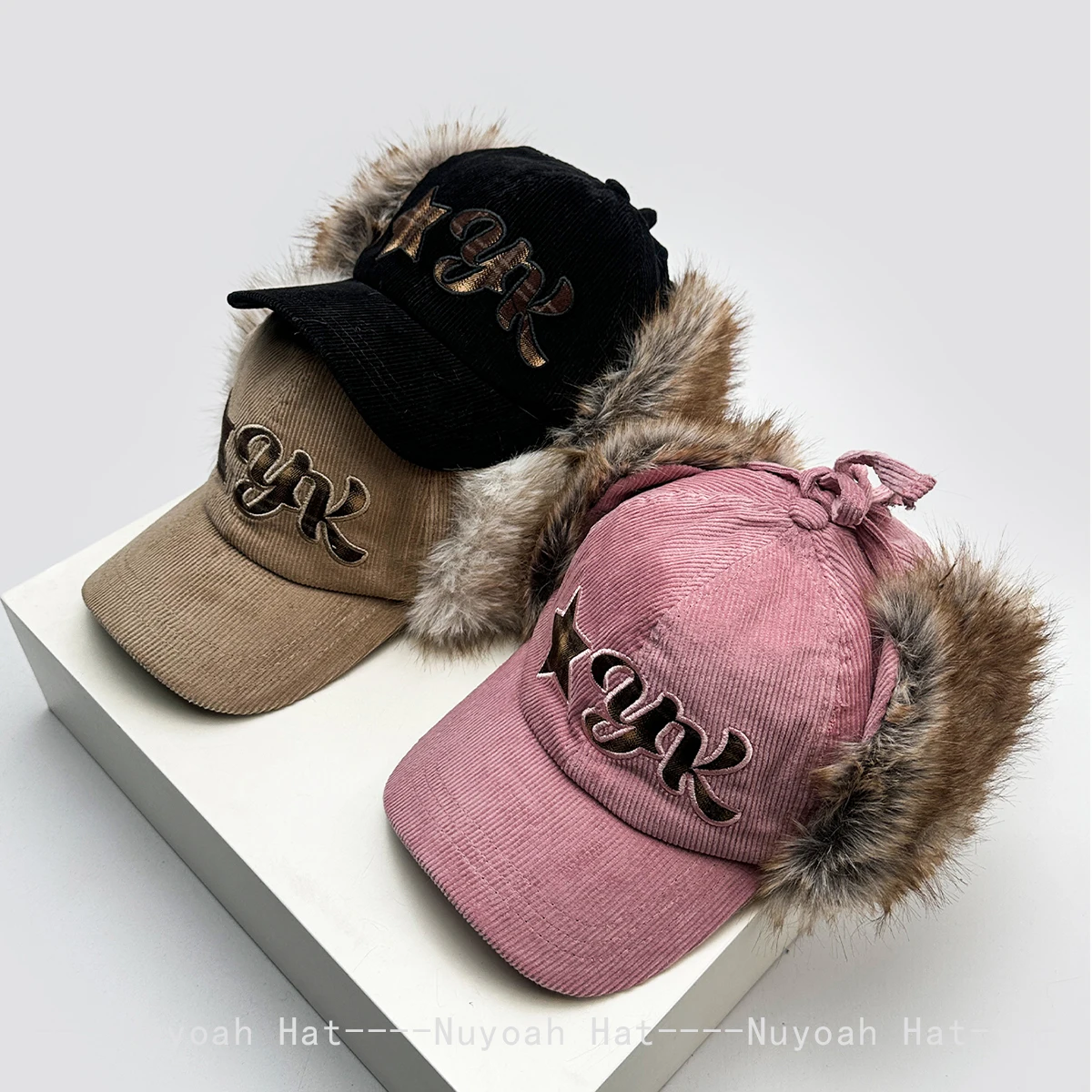 New Men Women Korean Retro Letter Embroidery Star Bomber Hats Warm Outdoor Versatile Ear Protection Baseball Hats Fashion Niche