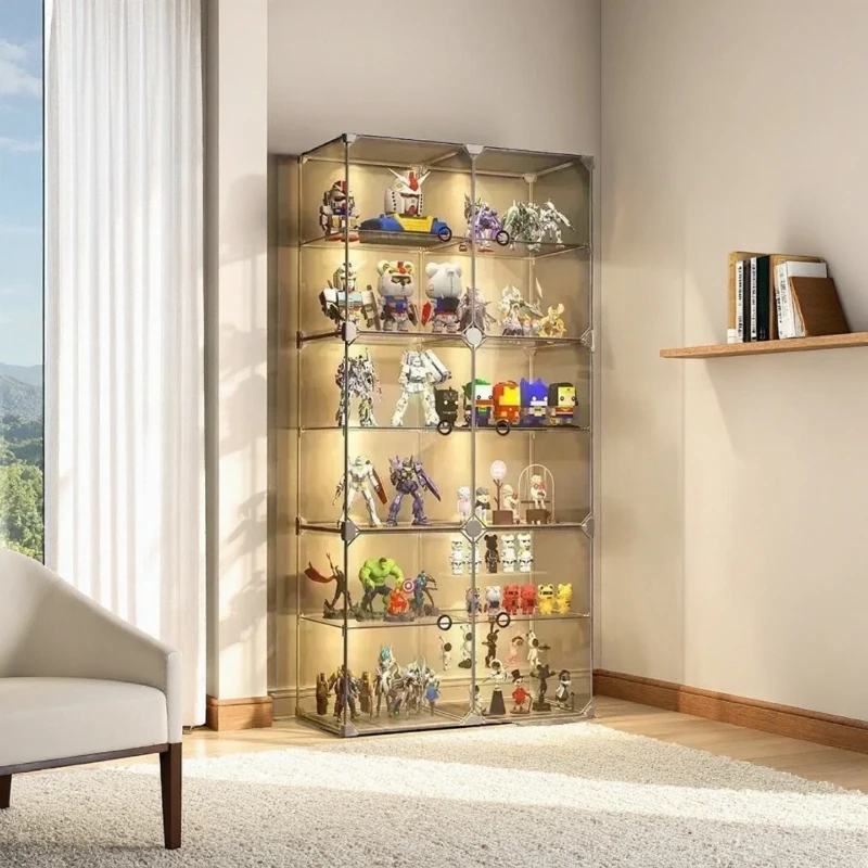 Vitrina hecha a mano, caja de almacenamiento transparente Lego, estante de exhibición de modelo a prueba de polvo de juguete acrílico de imitación Simple para el hogar