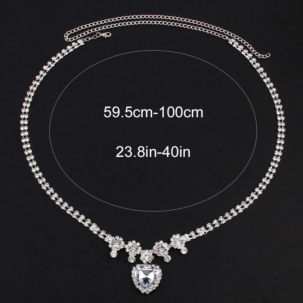 Stonefans Sexy Heart Waist Chain Belt Double-deck Festivel Clothing 2024 Fashion Design Rhinestone Body Jewelry Dress for Women