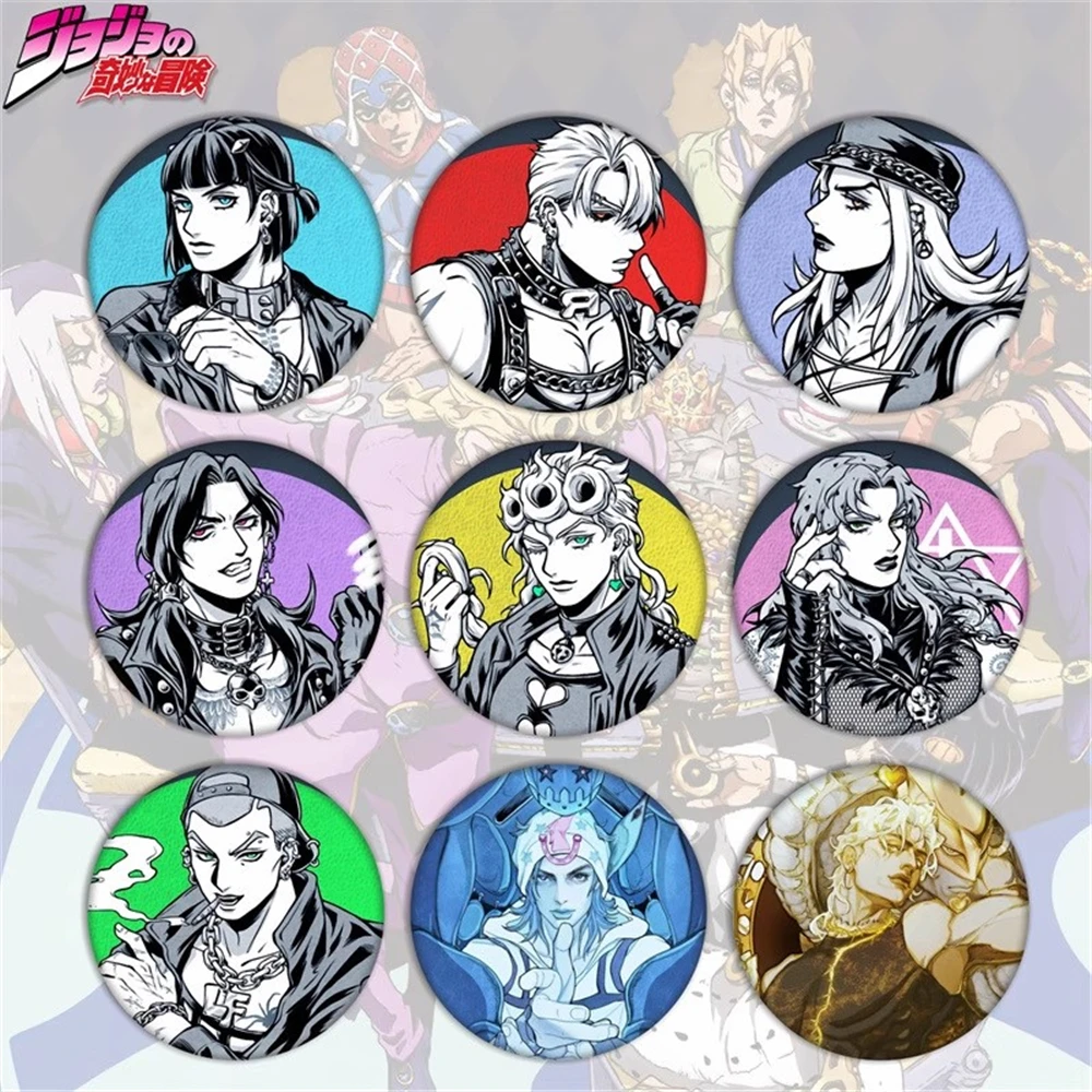 

58 мм аниме JoJo's Bizarre Adventure Jonathan Joestar Kujō Jōtarō Косплей Костюм Значок Булавка SPTE Жесть Брошь ﻿ Опора Xmas Gilf