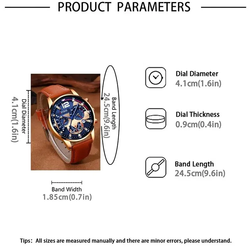طقم مكون من قطعتين من ساعات كوارتز رجالية بنية فاخرة، ساعة يد كاجوال للعمل مع سوار