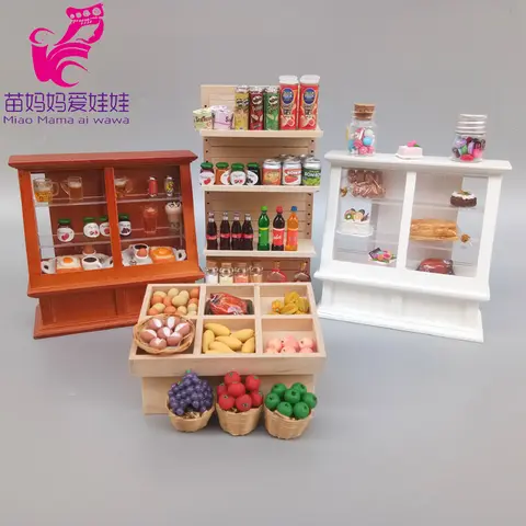 1/12 1/8 Doll House Furniture Shopping Store Commodity Cake Cabinet Supermarket Shelf Bjd Doll Mini Toys Furniture