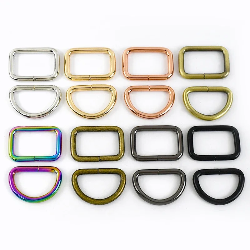 10Pcs 16-50mm Metal Buckles Rectangle D Ring Backpack Belt Connect Hook Bag Strap Clip Adjust Clasp Dog Collar Rings Accessories