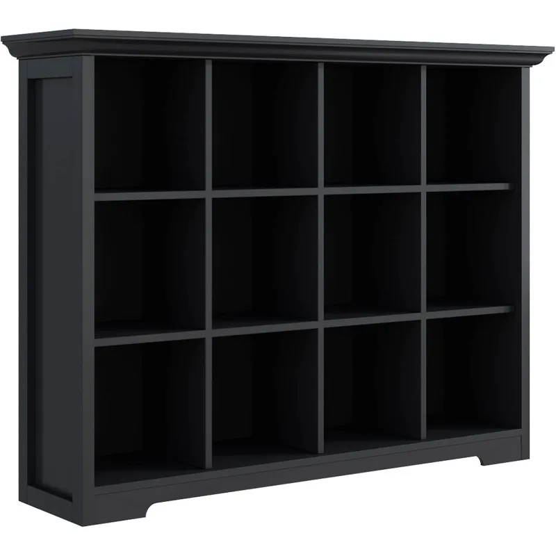 

Cube Storage Bookcase with Base - Wooden 3 Tiers Floor Standing Open Shelf Cabinet for Home and Office, 12-Cube Lattice Bookshel