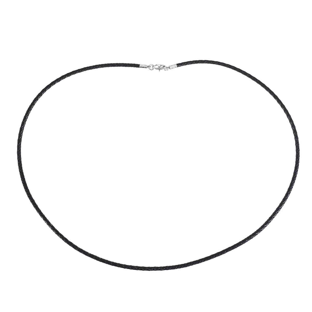 Image 7: ABQR Jewelry Collier pour hommes - Cordon de 3 mm - Cuir - Acier inoxydable - pour homme - Couleur Noir Argent - Avec sac cadeau - 60 cm