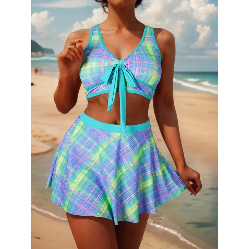 

2024 New Swimwear New Two-Piece Suit Fashion Bikini Skirt Split Swimsuit Wholesale