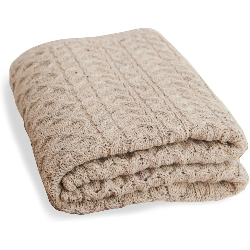 

Woollen Mills Irish Wool Blanket, 100% Worsted Wool, Traditional Cable Knit Design, Durable & Ethically Made in Ireland, Be