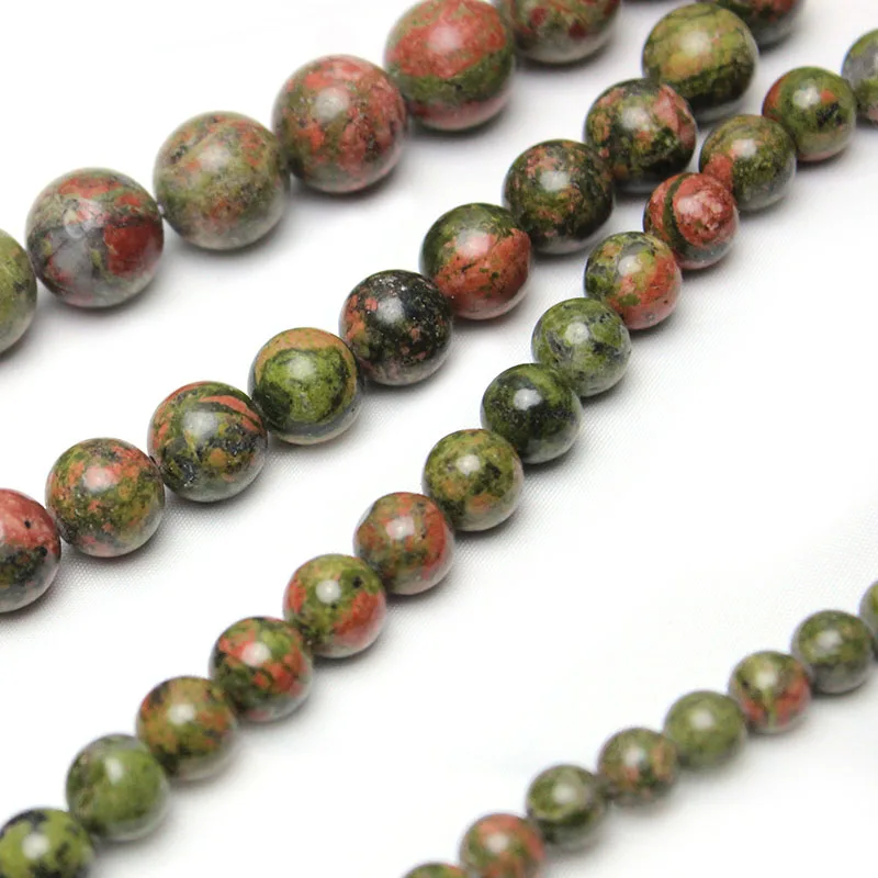 Natural Unakite Stone A+ Quality Loose Spacer Round Beads For Jewelry Making Accessories DIY Necklace Bracelet 4/6/8/10/12mm