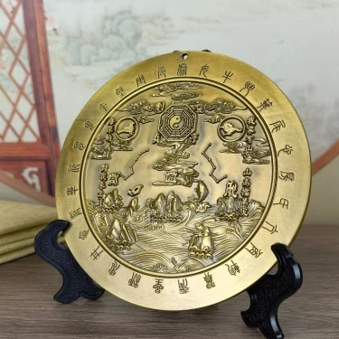 

Shanhai Town pendant painted and finely carved Bagua mirror, brass indoor and outdoor foyer decoration, household concave convex