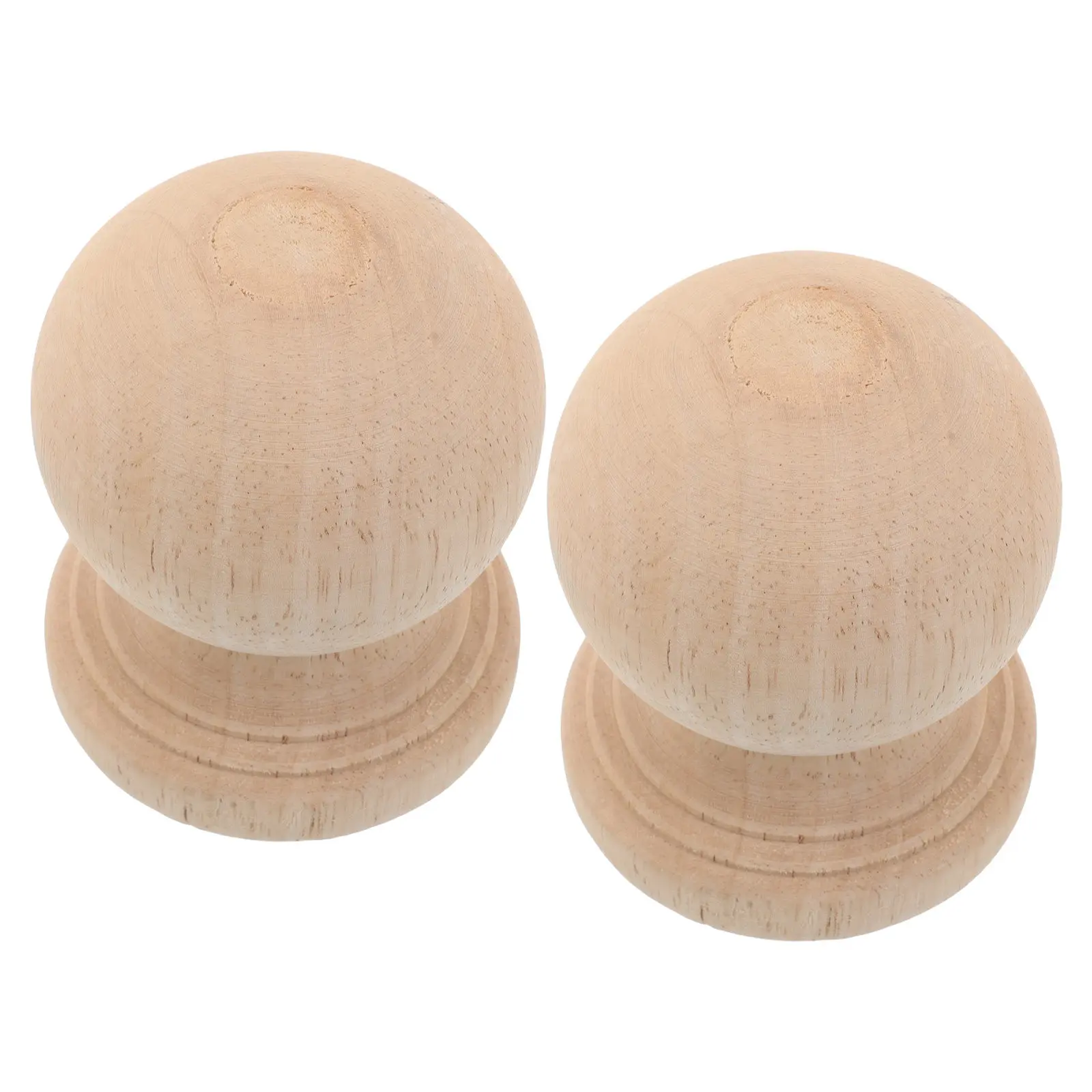 2Pcs Unfinished Round Hardwood Finials Weather Resistant Wood Stair Toppers Fence Gate Toppers Decorative Finials for Indoor