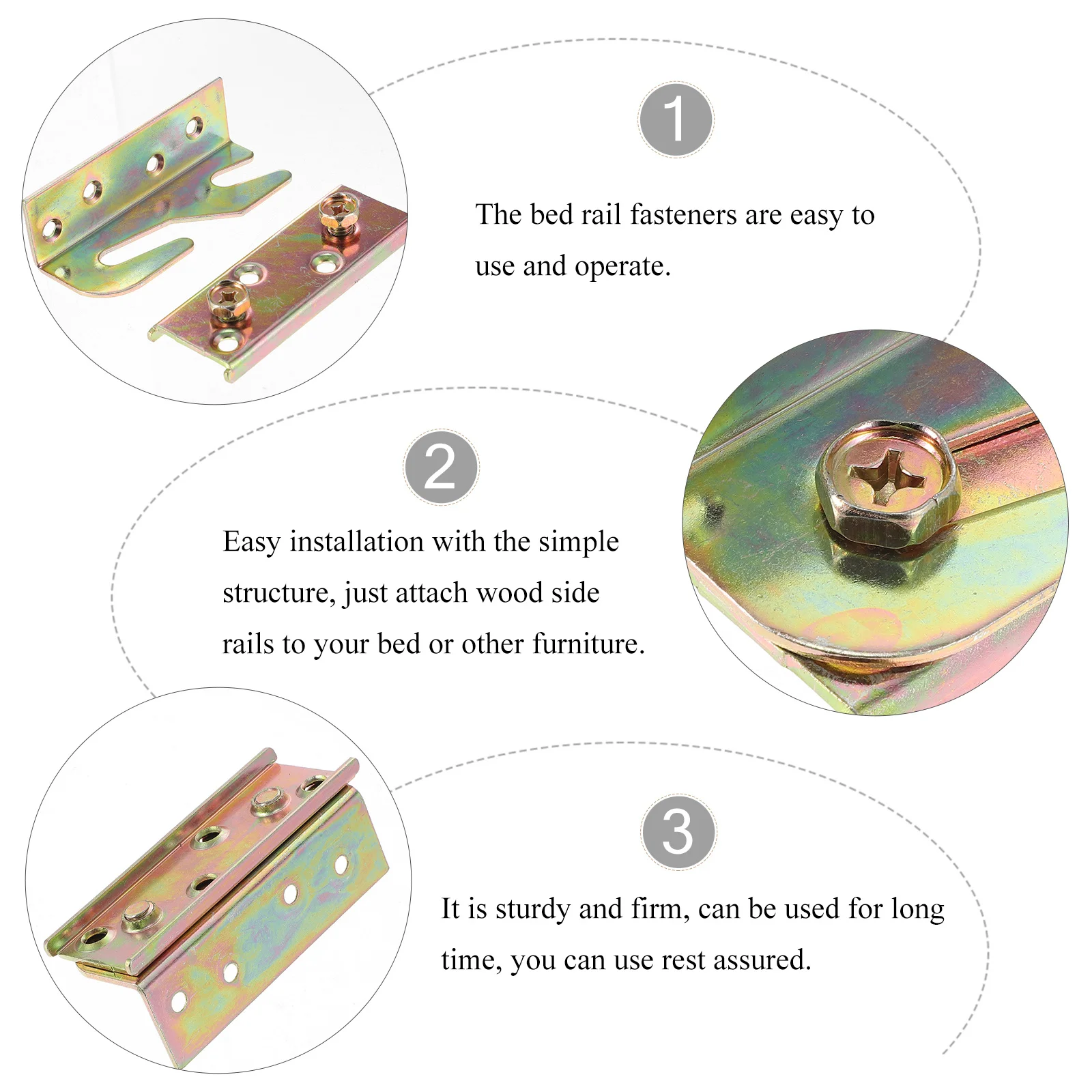 

4Pcs Bed Rail Brackets Heavy Duty Iron Strong No-Mortise Fittings for Wood Bed Frame Headboard Footboard Connectors