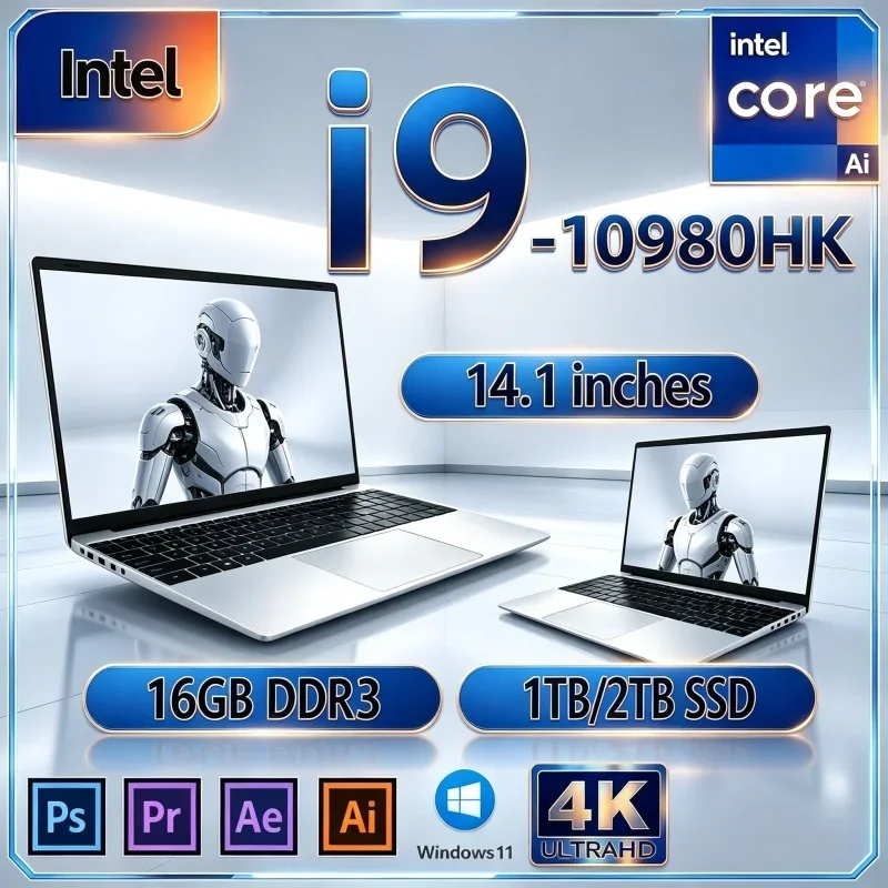 New Hot 2026 Intel I9‑10980HK 14.1 Inch Gaming Office Notebook 16GB 32GB 2TB SSD Windows 11